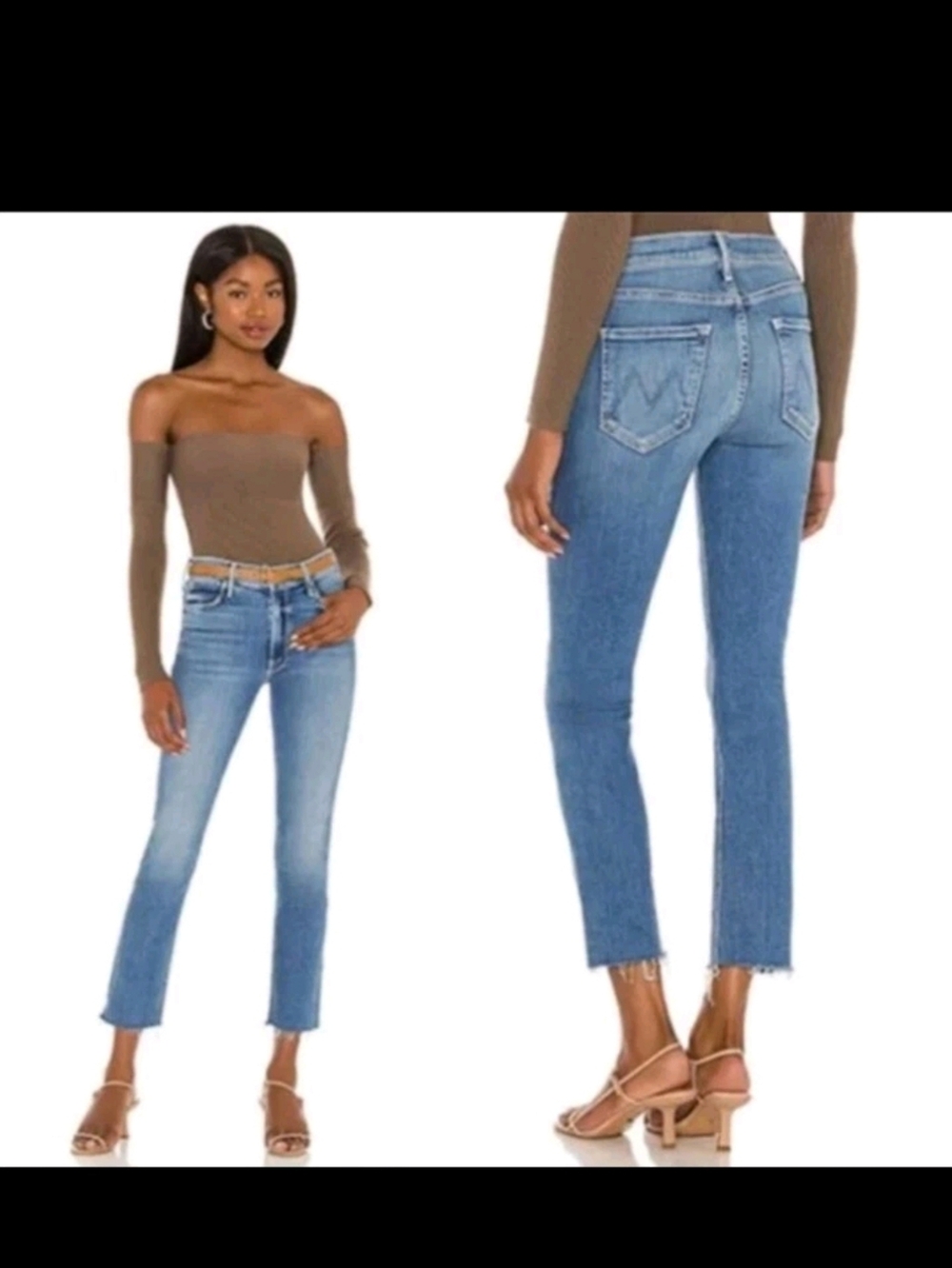 Mother The Dazzler Mid-Rise Ankle Fray Jeans in Riding The Cliffside - Size 28